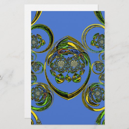 Bekijk mijn blauwe curves briefpapier (Voorkant / Achterkant)