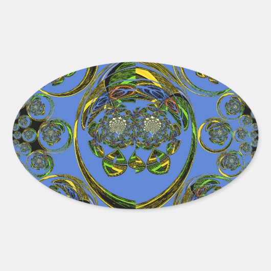 Bekijk mijn blauwe curves ovale sticker (Voorkant)