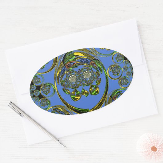 Bekijk mijn blauwe curves ovale sticker (Envelop)