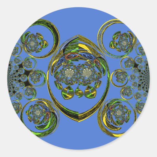 Bekijk mijn blauwe curves ronde sticker (Voorkant)