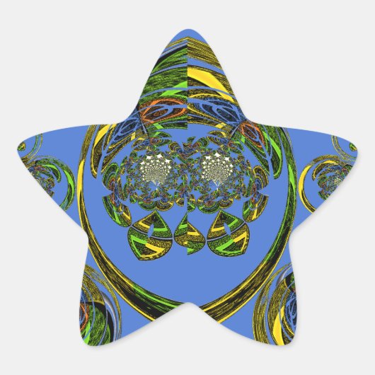 Bekijk mijn blauwe curves ster sticker (Voorkant)