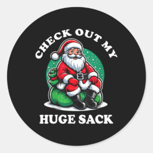 Bekijk mijn enorme zak Santa Christmas 2024 2 Ronde Sticker