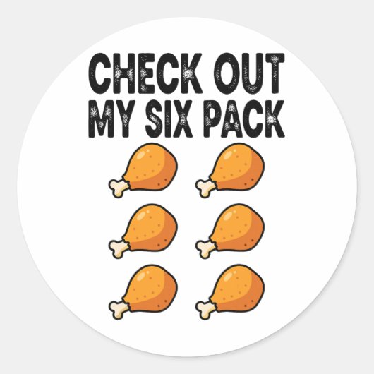 Bekijk mijn gebraden kip six pack ronde sticker (Voorkant)