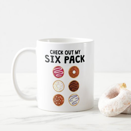 Bekijk mijn 'Six Pack Funny Donut Fitness' Koffiemok (Met donut)