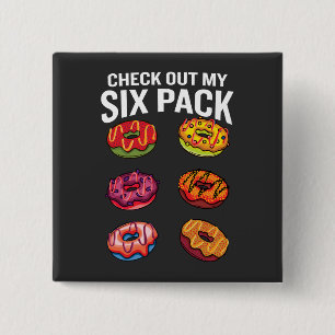 Bekijk mijn 'Six Pack Funny Donut Fitness' Vierkante Button 5,1 Cm