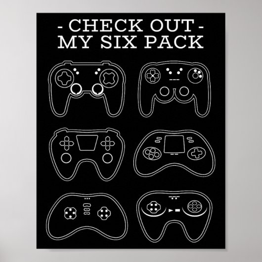 Bekijk mijn six pack - grappige gamer video game P Poster (Voorkant)