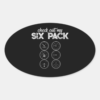 Bekijk mijn Six Pack Pilot Aviation Funny Gym Ovale Sticker