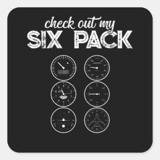Bekijk mijn Six Pack Pilot Aviation Funny Gym Vierkante Sticker