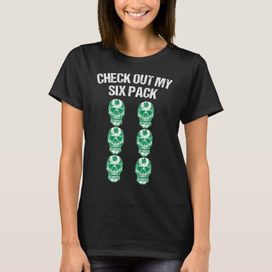 Bekijk mijn Six Pack St Patricks Day Skull Shamro T-shirt (Voorkant)