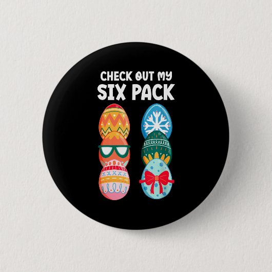 Bekijk mijn sixpack Funny Pasen Ei Abs Workout Ronde Button 5,7 Cm (Voorkant)