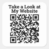 Bekijk mijn website online QR code groot Vierkante Sticker (Voorkant)