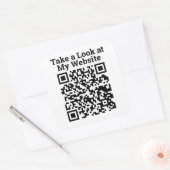 Bekijk mijn website online QR code groot Vierkante Sticker (Envelop)