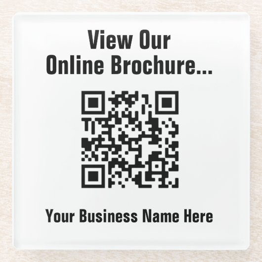 Bekijk online brochure via QR-code Glazen Onderzetter (Voorkant)
