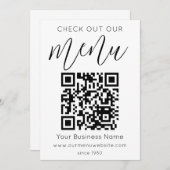 Bekijk ons menu QR Code Zwart Wit Chic Modern (Voorkant / Achterkant)