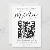 Bekijk ons menu QR Code Zwart Wit Chic Modern (Voorkant)
