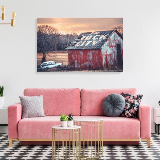 Bekijk Rock City - Prachtige Home kunstwerk Canvas Afdruk (Insitu (Woonkamer))