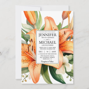 BEKIJK TERUG All-in-One Tiger Lily Wedding Invitat Kaart