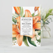 BEKIJK TERUG All-in-One Tiger Lily Wedding Invitat Kaart (Staand voorkant)