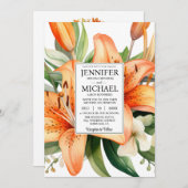 BEKIJK TERUG All-in-One Tiger Lily Wedding Invitat Kaart (Voorkant / Achterkant)