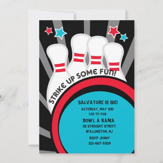 Bekijk wat Fun Bowling Birthday Party Invitation Kaart (Voorkant)