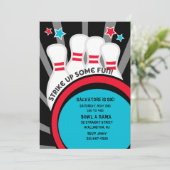 Bekijk wat Fun Bowling Birthday Party Invitation Kaart (Staand voorkant)