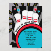 Bekijk wat Fun Bowling Birthday Party Invitation Kaart (Voorkant / Achterkant)
