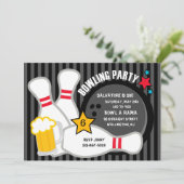 Bekijk wat Fun Bowling Birthday Party Invitation Kaart (Staand voorkant)