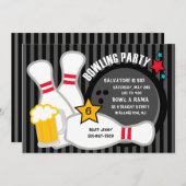 Bekijk wat Fun Bowling Birthday Party Invitation Kaart (Voorkant / Achterkant)
