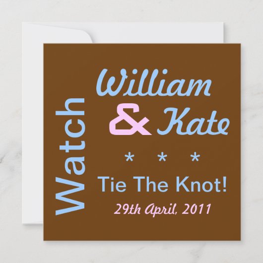 Bekijk William en Kate Stropdas The Knot Invitatio Kaart (Voorkant)