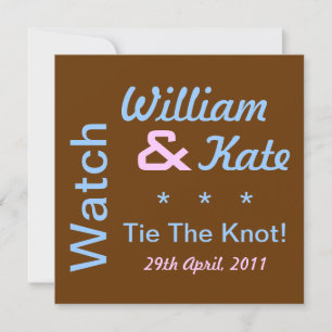 Bekijk William en Kate Stropdas The Knot Invitatio Kaart