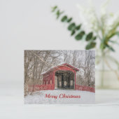 Beklede Bridge Red Snow Foto met Kerstmis Briefkaart (Staand voorkant)