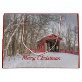 Beklede Bridge Red Snow Foto met Kerstmis Groot Cadeauzakje (Voorkant)