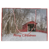 Beklede Bridge Red Snow Foto met Kerstmis Groot Cadeauzakje (Achterkant)