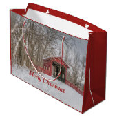 Beklede Bridge Red Snow Foto met Kerstmis Groot Cadeauzakje (Achterkant Gekanteld)