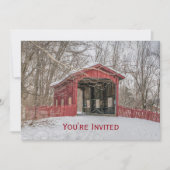 Beklede Bridge Red Snow Foto met Kerstmis Kaart (Voorkant)