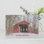 Beklede Bridge Red Snow Foto met Kerstmis Kaart (Staand voorkant)
