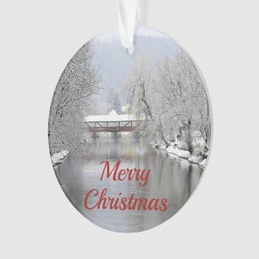 Beklede Bridge Snow-fotoKerstmis Ornament (voorkant)