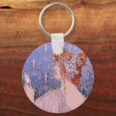 Beklede vrouwensleutel sleutelhanger (Voorkant)
