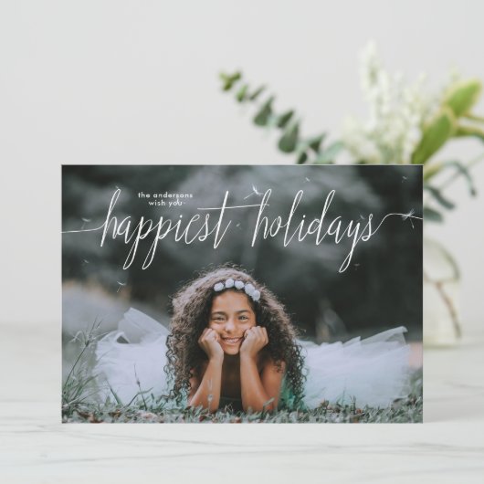 Bekleding gelukkigste Feestdagen die de Fotokaart  Feestdagenkaart (Staand voorkant)