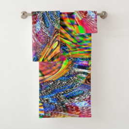 Bekleding van heldere levendige kleuren op ruwe ac bad handdoek