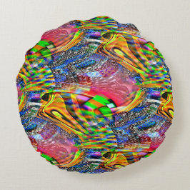 Bekleding van heldere levendige kleuren op ruwe ac rond kussen