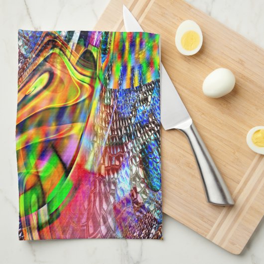 Bekleding van heldere levendige kleuren op ruwe ac theedoek (Quarter Fold)