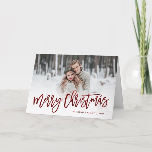 Bekleding van het rode kerstscript voor Merry-kers Feestdagen Kaart (Voorkant)