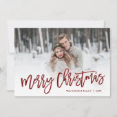 Bekleding van het rode kerstscript voor Merry-kers Feestdagenkaart (Voorkant)