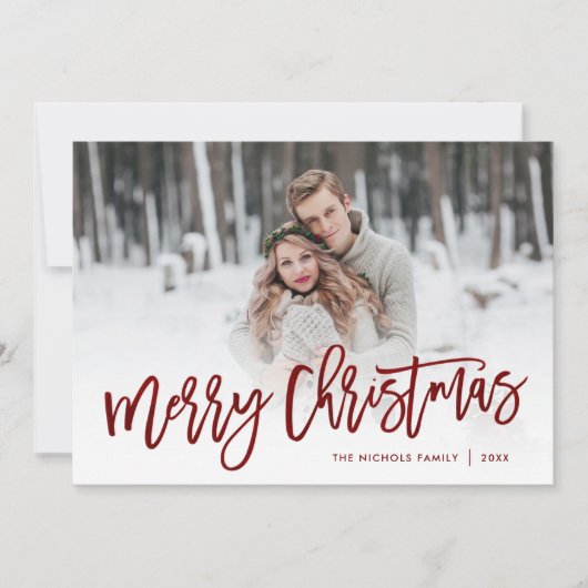 Bekleding van het rode kerstscript voor Merry-kers Feestdagenkaart (Voorkant)