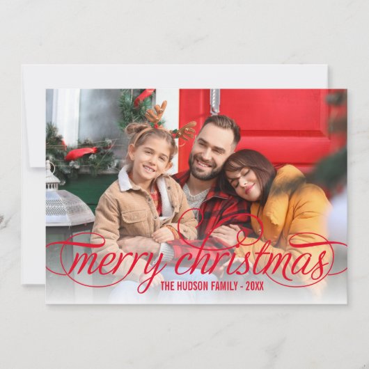 Bekleding van het rode kerstscript voor Merry-kers Feestdagenkaart (Voorkant)