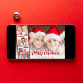 Bekleding van het rode kerstscript voor Merry-kers Feestdagenkaart