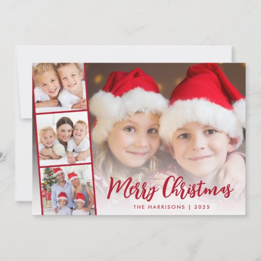 Bekleding van het rode kerstscript voor Merry-kers Feestdagenkaart (Voorkant)