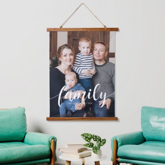 Bekledingsfoto voor Elegant Script "Family" Hangend Wandkleed (Woonkamer)