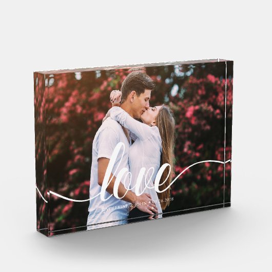 Bekledingsfoto voor Elegant Script "Love" Fotoblokken (Links)